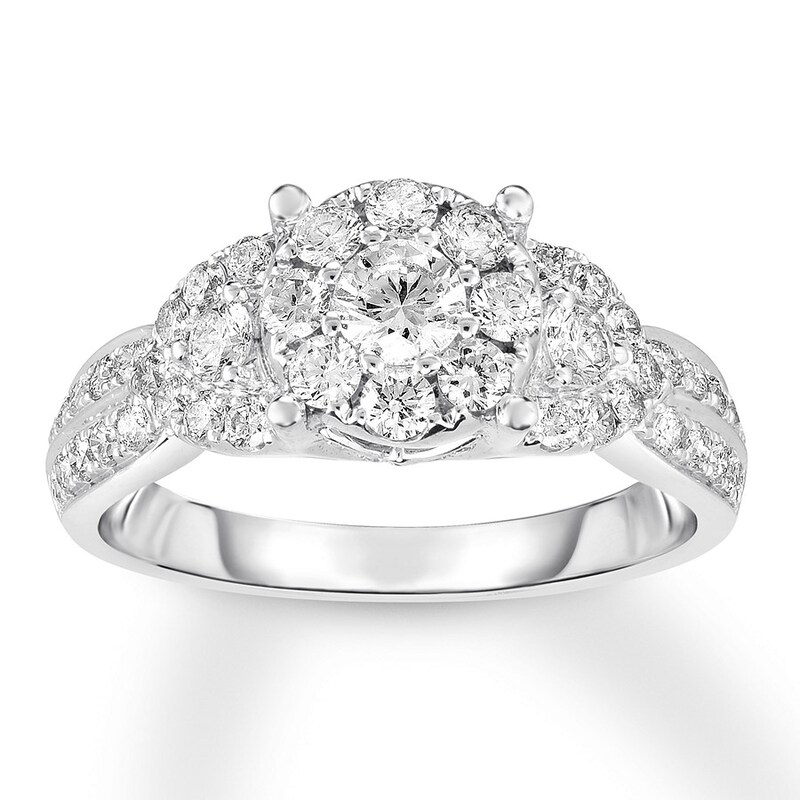 Diamond Engagement Ring 7/8 ct tw Round-cut 14K White Gold