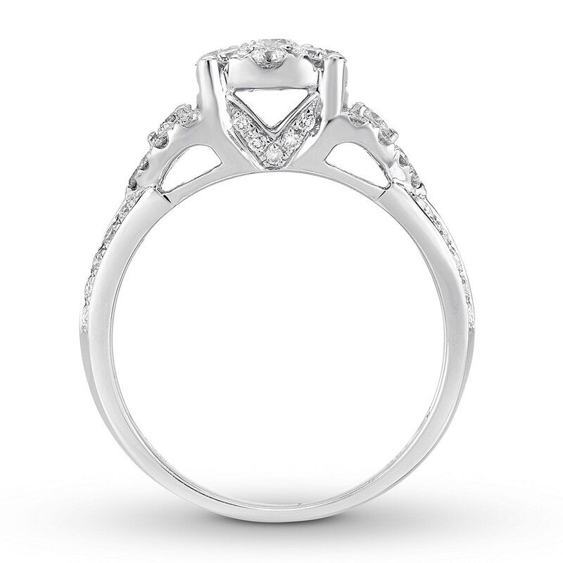 Diamond Engagement Ring 7/8 ct tw Round-cut 14K White Gold