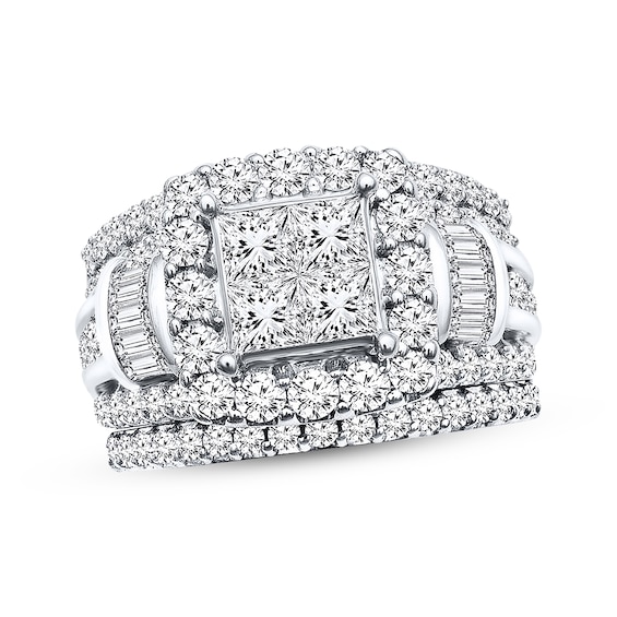 Adore Diamond Bridal Set 3 carats tw Princess, Baguette & Round 14K White Gold