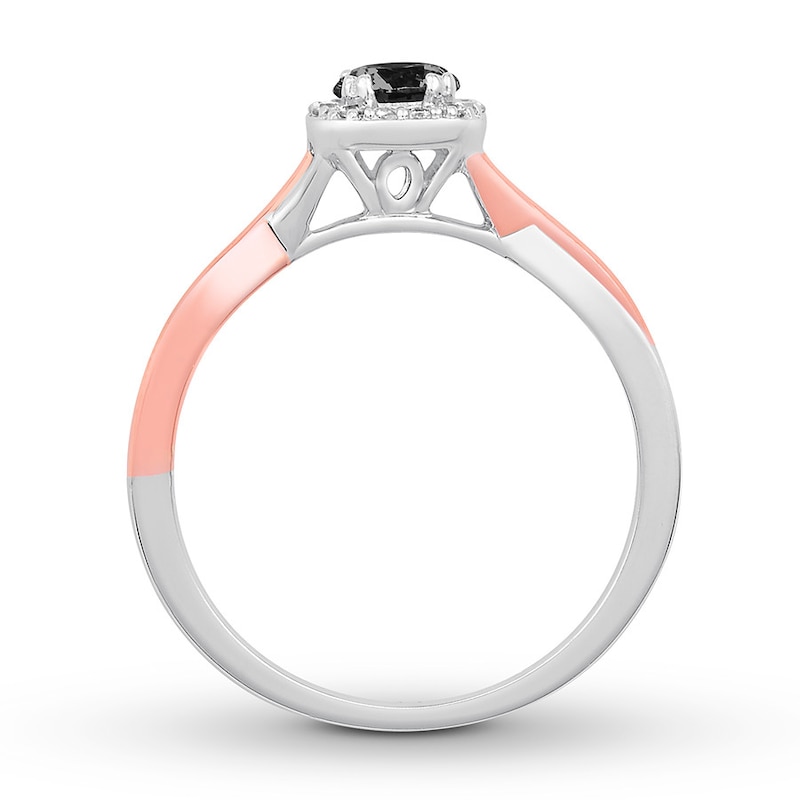 Black Diamond Engagement Ring 1/2 ct tw Round-cut 10K Two-Tone Gold