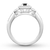 Thumbnail Image 1 of Black Diamond Engagement Ring 1/2 cttw Round-cut 10K White Gold