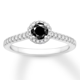 Adore Black Diamond Engagement Ring 5/8 cttw Round-cut 10K White Gold