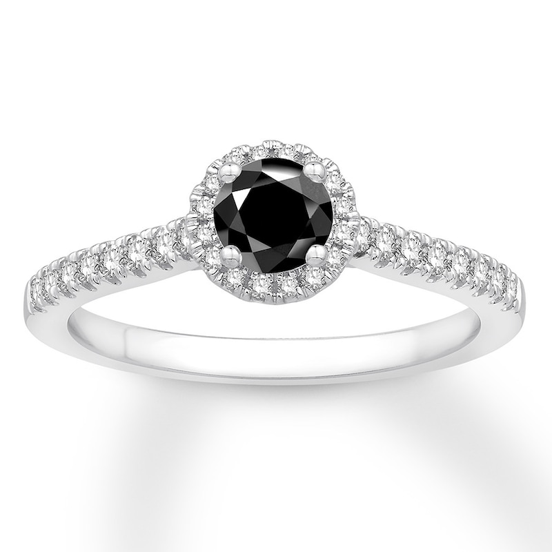 Main Image 1 of Adore Black Diamond Engagement Ring 5/8 cttw Round-cut 10K White Gold