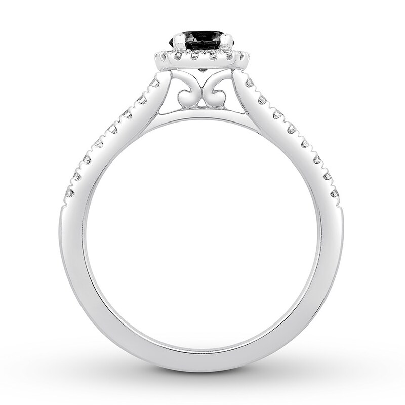 Main Image 2 of Adore Black Diamond Engagement Ring 5/8 cttw Round-cut 10K White Gold