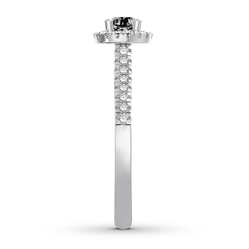 Main Image 3 of Adore Black Diamond Engagement Ring 5/8 cttw Round-cut 10K White Gold