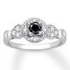 Thumbnail Image 0 of Black Diamond Engagement Ring 1/2 cttw Round-cut 10K White Gold