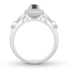Black Diamond Engagement Ring 1/2 cttw Round-cut 10K White Gold
