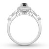 Thumbnail Image 1 of Black Diamond Engagement Ring 1/2 cttw Round-cut 10K White Gold