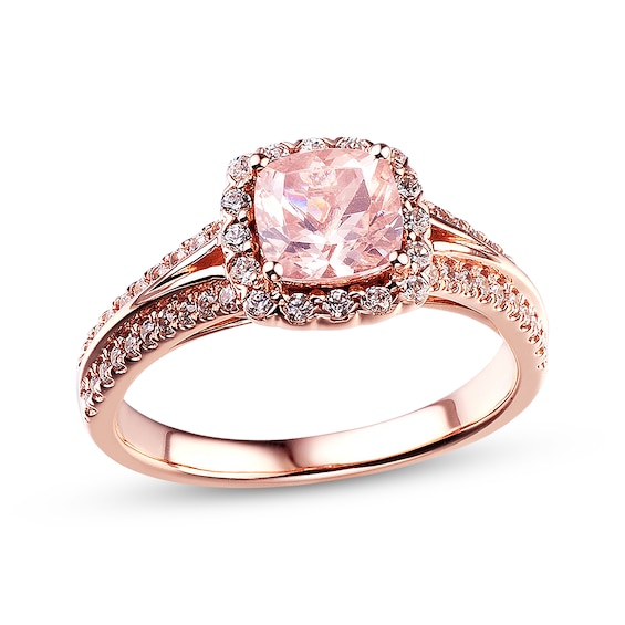 Morganite Engagement Ring 3/8 ct tw Diamonds 14K Rose Gold