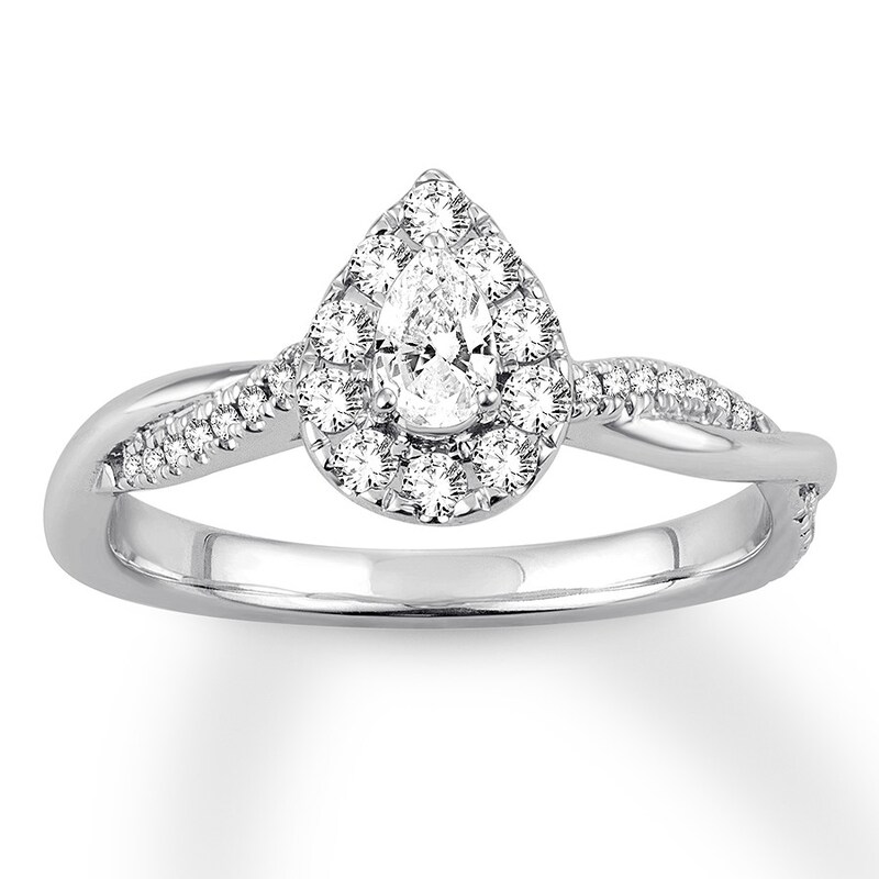 Pear Shaped Diamond Engagement Ring 1 2 Ct Tw 14k White Gold Kay Outlet