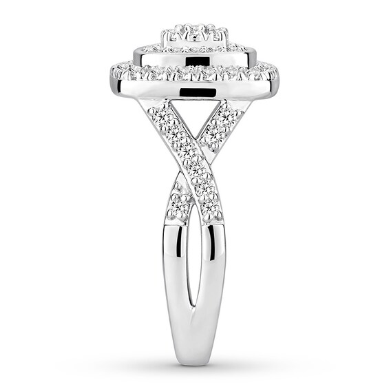 Diamond Ring 1 ct tw 10K White Gold Halo Popular