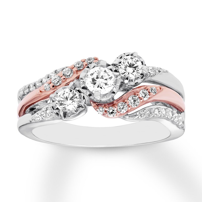 Three Stone Diamond Ring 5 8 Ct Tw Round Cut 14k Two Tone Gold Kay Outlet