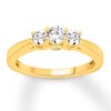 Thumbnail Image 1 of Adore Three-Stone Diamond Ring 1/2 ct tw Round-cut 14K Yellow Gold