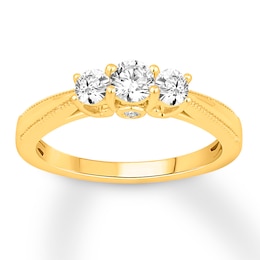 Adore Three-Stone Diamond Ring 1/2 ct tw Round-cut 14K Yellow Gold