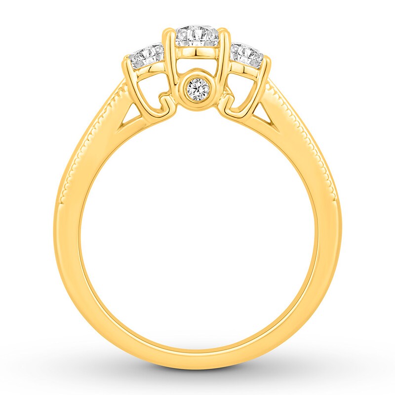 Main Image 2 of Adore Three-Stone Diamond Ring 1/2 ct tw Round-cut 14K Yellow Gold