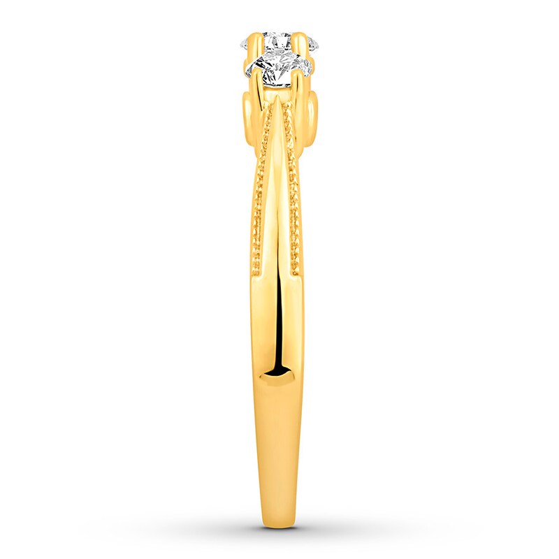 Main Image 3 of Adore Three-Stone Diamond Ring 1/2 ct tw Round-cut 14K Yellow Gold