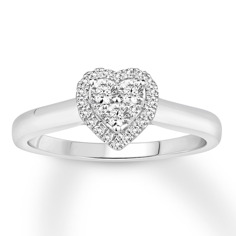 Diamond Heart-Framed Engagement Ring 1/4 ct tw 10K White Gold