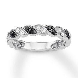 Adore Black & White Diamond Anniversary Band 3/8 ct tw 10K White Gold