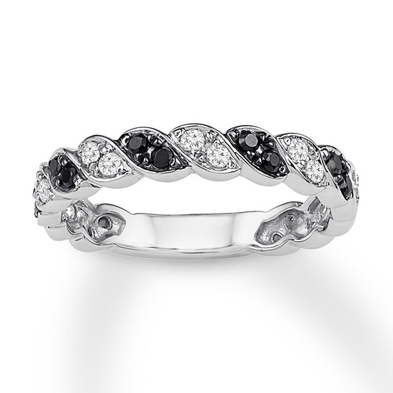 Adore Black & White Diamond Anniversary Band 3/8 ct tw 10K White Gold