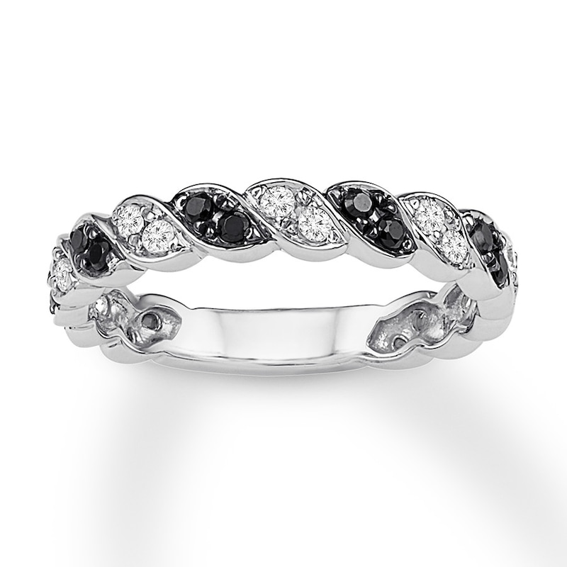 Black & White Diamond Anniversary Band 3/8 ct tw 10K White Gold