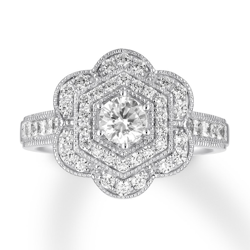 Diamond Engagement Ring 1 ct tw Princess-cut/Round 14K Gold