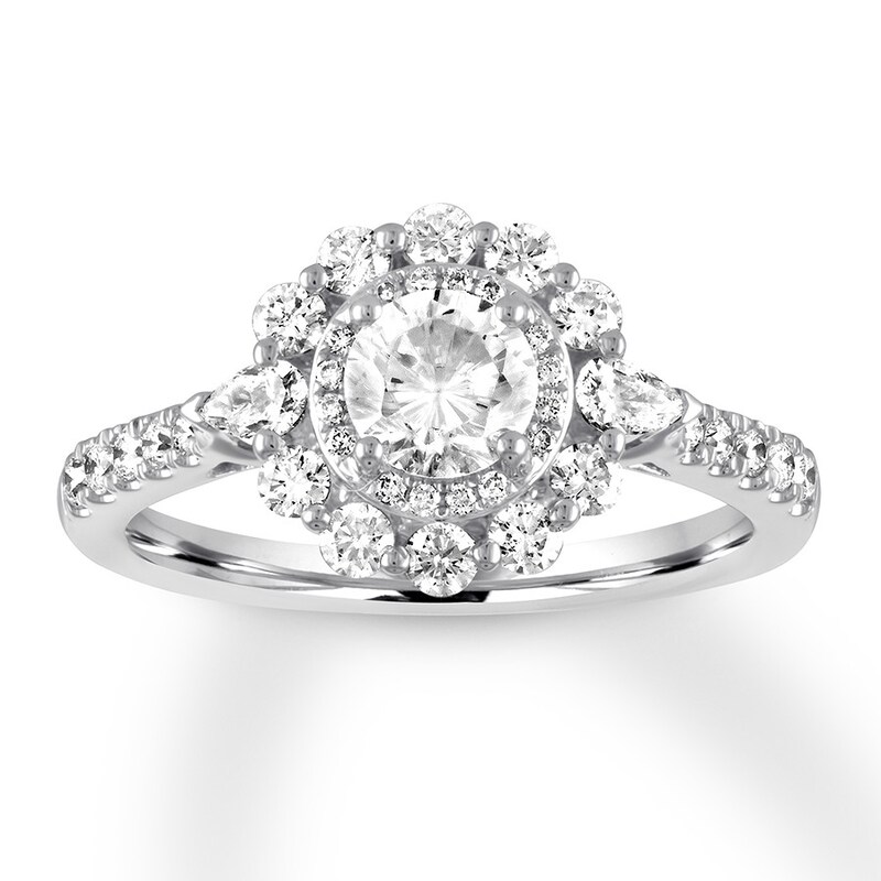 Diamond Engagement Ring 1-1/6 ct tw Round-cut 14K White Gold