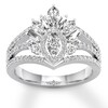 Diamond Engagement Ring 1 ct tw Marquise, Baguette & Round 14K White Gold
