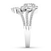 Diamond Engagement Ring 1 ct tw Marquise, Baguette & Round 14K White Gold