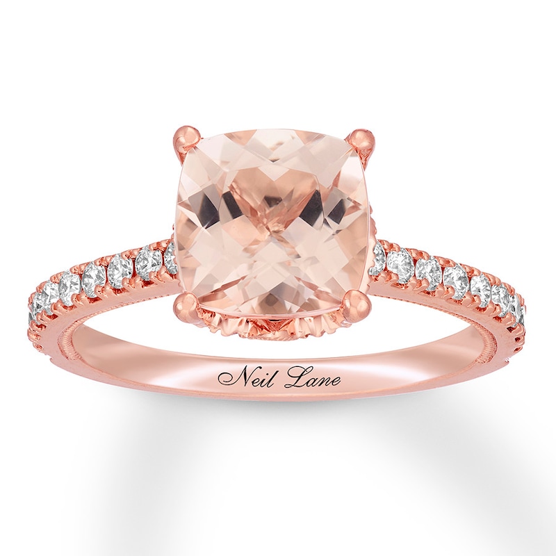 Neil Lane Cushion-cut Morganite Ring 1/2 cttw Diamonds 14K Rose Gold