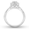 Diamond Engagement Ring 1 ct tw Princess & Round 14K White Gold