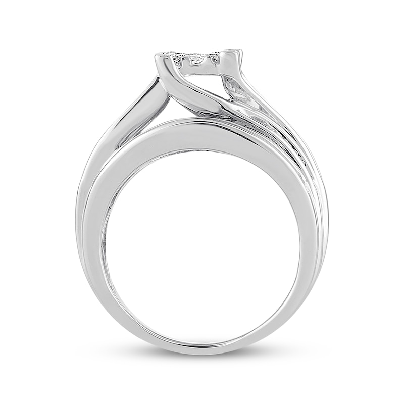 Diamond Engagement Ring 1 ct tw Princess & Round 10K White Gold