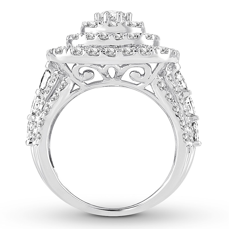 Diamond Engagement Ring 4 ct tw Round & Princess 14K White Gold