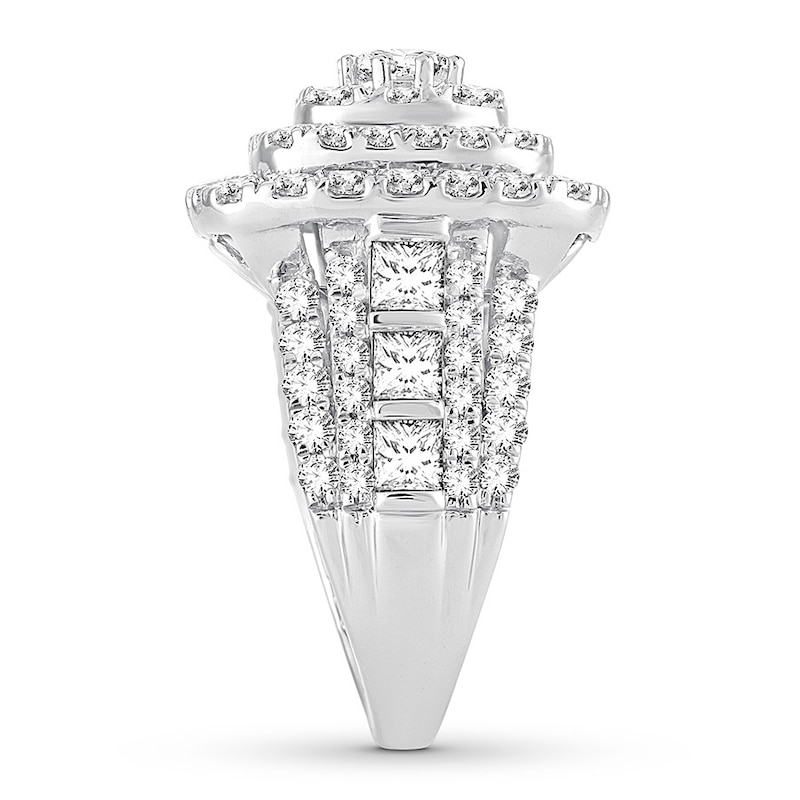 Diamond Engagement Ring 4 ct tw Round & Princess 14K White Gold