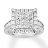 Thumbnail Image 0 of Diamond Cluster Princess-cut Engagement Ring 2-1/2 ct tw 14K White Gold