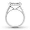 Thumbnail Image 1 of Diamond Cluster Princess-cut Engagement Ring 2-1/2 ct tw 14K White Gold
