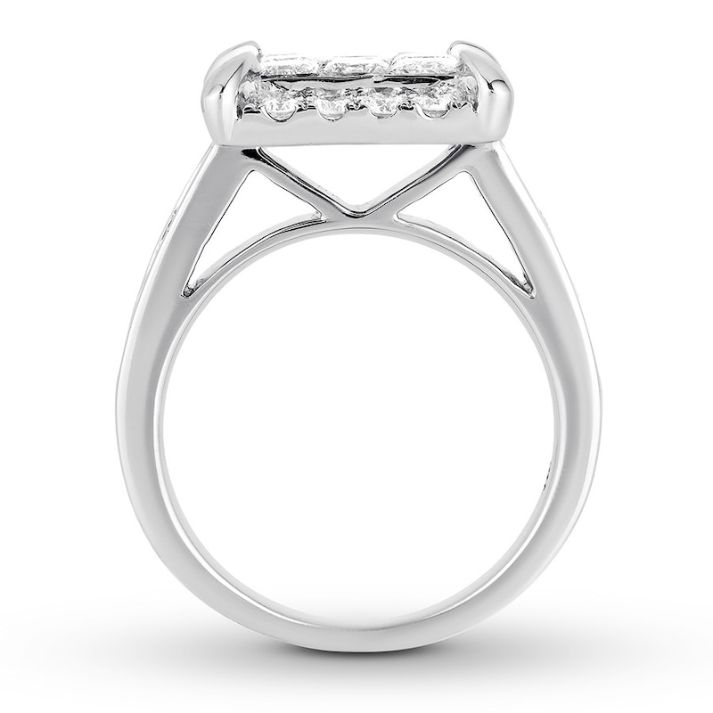 Diamond Cluster Princess-cut Engagement Ring 2-1/2 ct tw 14K White Gold
