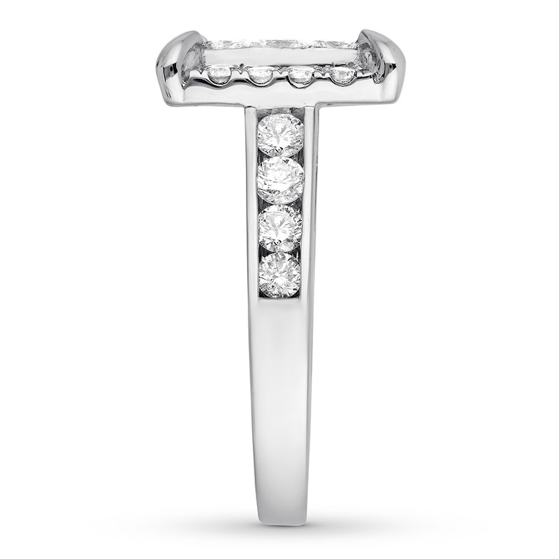 Diamond Cluster Princess-cut Engagement Ring 2-1/2 ct tw 14K White Gold