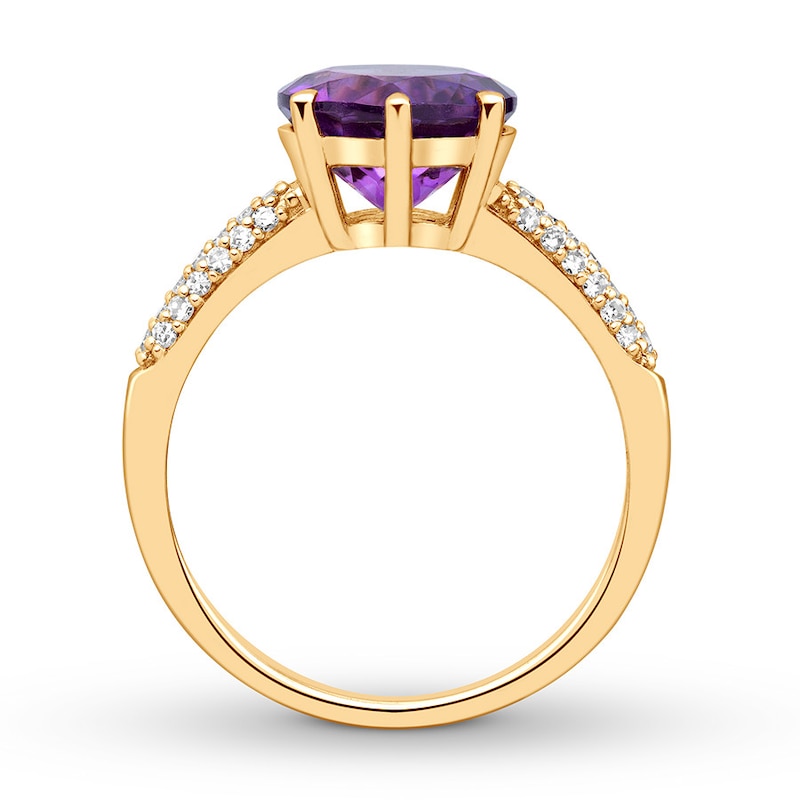 Amethyst Engagement Ring 1/5 ct tw Diamonds 14K Yellow Gold