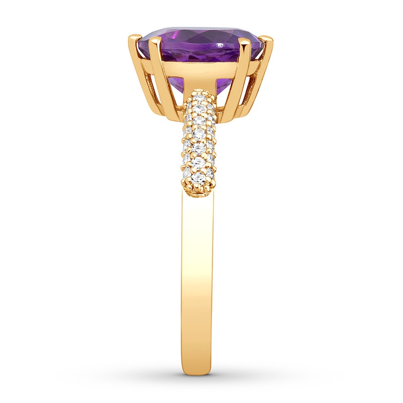 Amethyst Engagement Ring 1/5 ct tw Diamonds 14K Yellow Gold