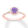 Cushion-cut Tanzanite Engagement Ring 3/8 ct tw Diamond 14K Rose Gold