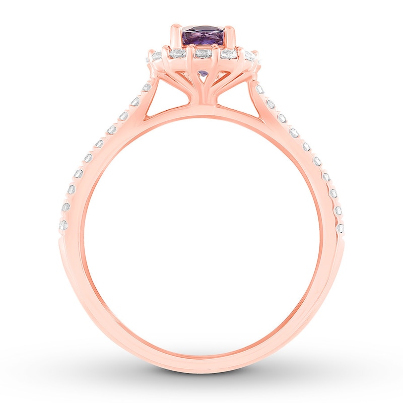 Cushion-cut Tanzanite Engagement Ring 3/8 ct tw Diamond 14K Rose Gold