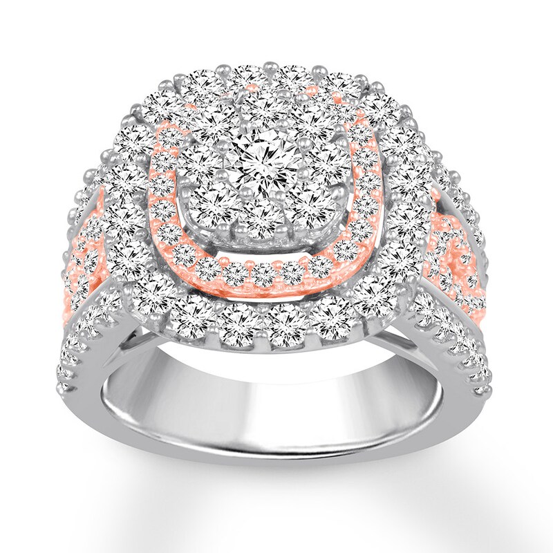 Diamond Engagement Ring 2-1/2 ct tw Round 14K Two-Tone Gold | Halo