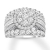 Diamond Engagement Ring 4 ct tw Round/Baguette 14K White Gold