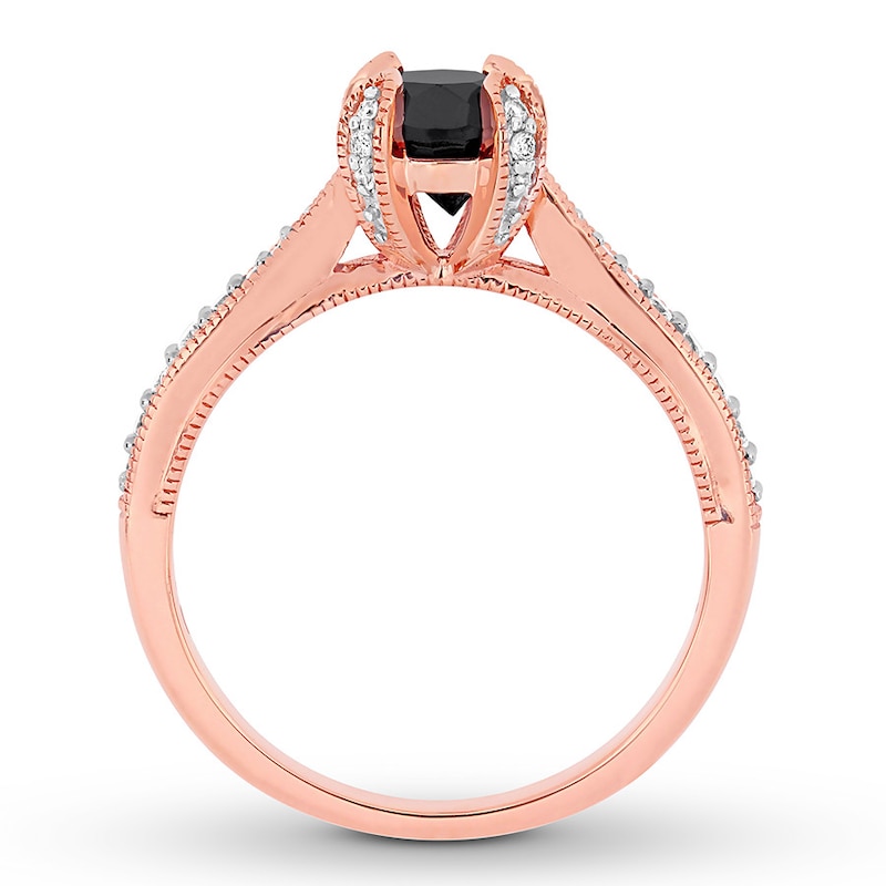 Black & White Diamond Engagement Ring 1-1/8 ct tw 14K Rose Gold