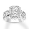 Diamond Engagement Ring 1-7/8 ct tw Princess & Round 14K White Gold