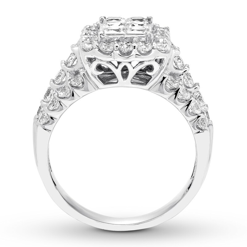 Diamond Engagement Ring 1-7/8 ct tw Princess & Round 14K White Gold