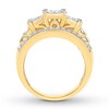 Diamond Engagement Ring 2 ct tw Princess, Round & Baguette 10K Yellow Gold