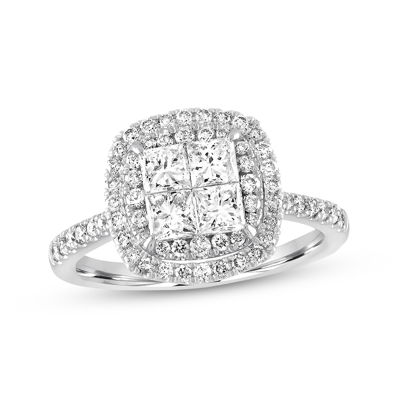 Multi-Stone Princess-cut Diamond Engagement Ring 1-1/2 ct tw 14K White Gold