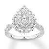 Diamond Engagement Ring 1 ct tw Pear & Round 14K White Gold