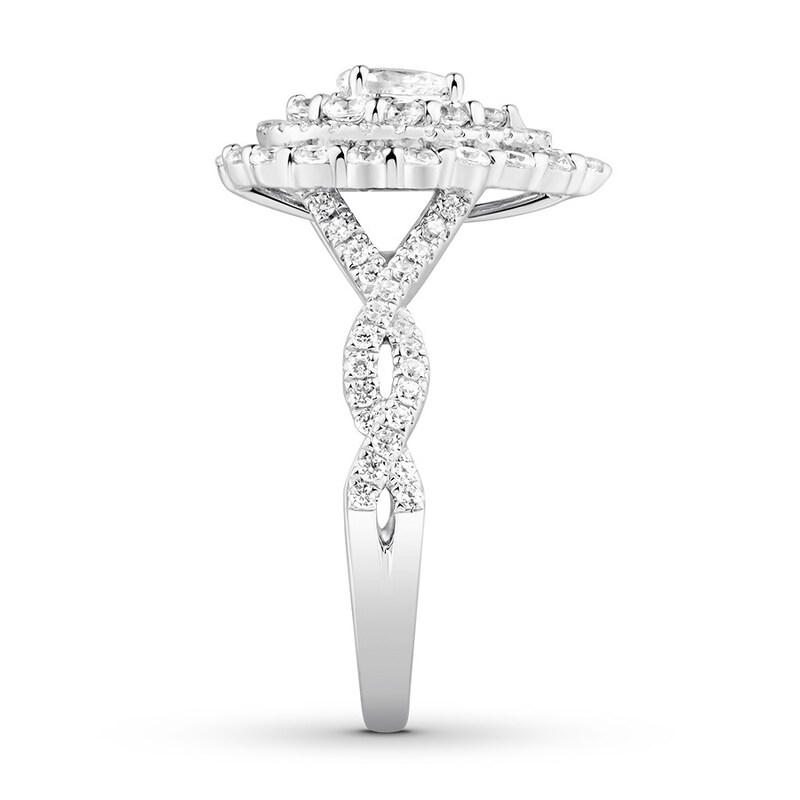 Diamond Engagement Ring 1 ct tw Pear & Round 14K White Gold